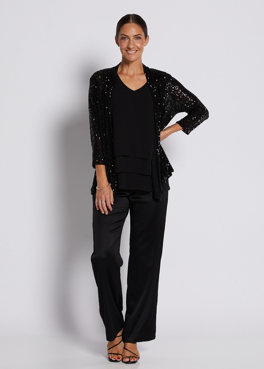 Philosophy SALLY Sequin Jacket in Black Sparkle
