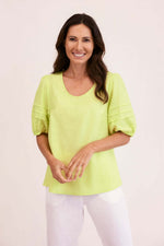 See Saw Puff Sleeve Top in Pine Lime