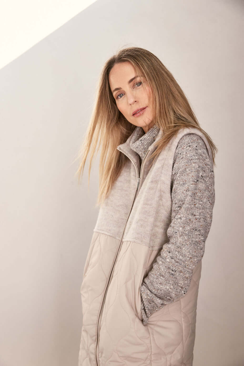 See Saw Boiled Wool Quilted Vest in Natural