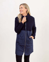 See Saw Boiled Wool Quilted Coat in Navy