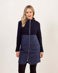 See Saw Boiled Wool Quilted Coat in Navy