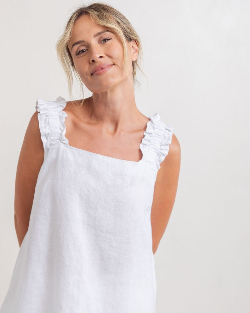 See Saw Square Neck Top in White