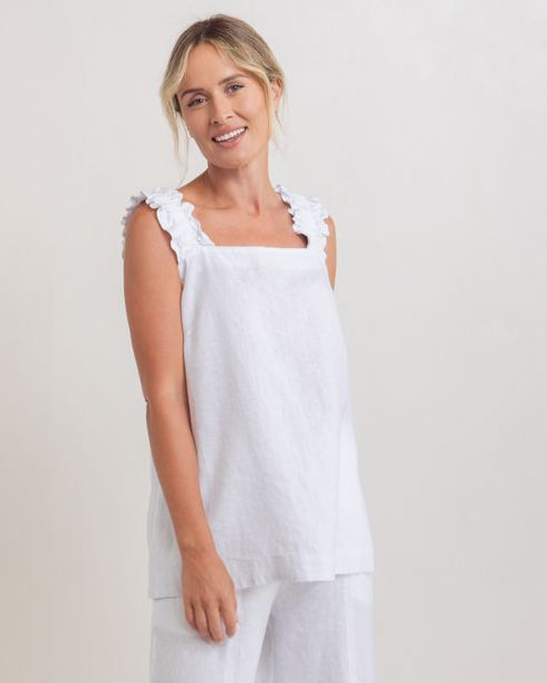 See Saw Square Neck Top in White