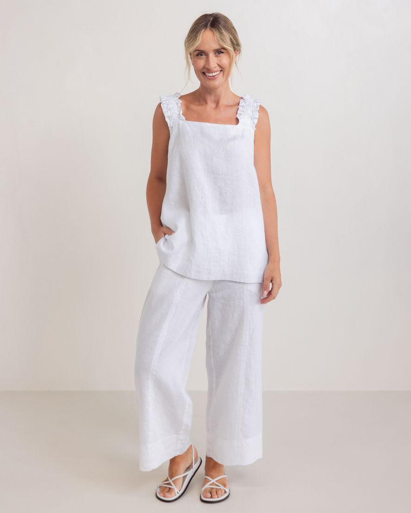 See Saw Square Neck Top in White