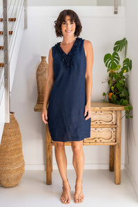 See Saw Ruffle Front Dress in Navy