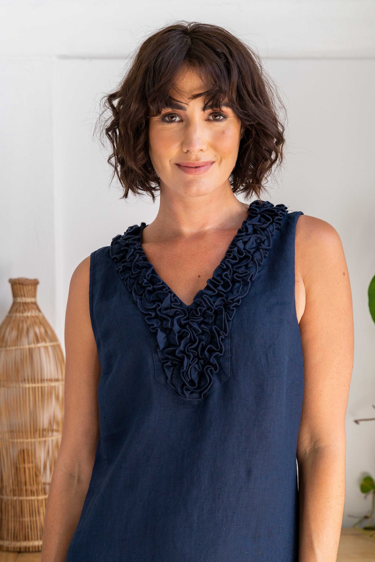 See Saw Ruffle Front Dress in Navy