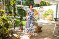 See Saw Linen Maxi in Navy Vine