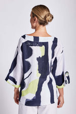 See Saw Button Tab Top in Navy Lime