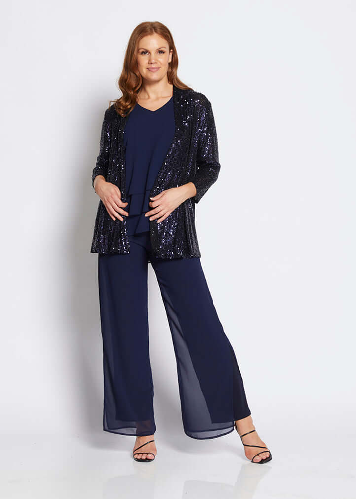 Philosophy SALLY Sequin Jacket in Navy Sparkle