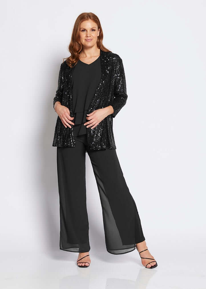 Philosophy SALLY Sequin Jacket in Black Sparkle