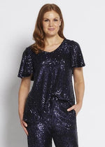 Philosophy SWAN Sequin Reversible Top in Navy Sparkle