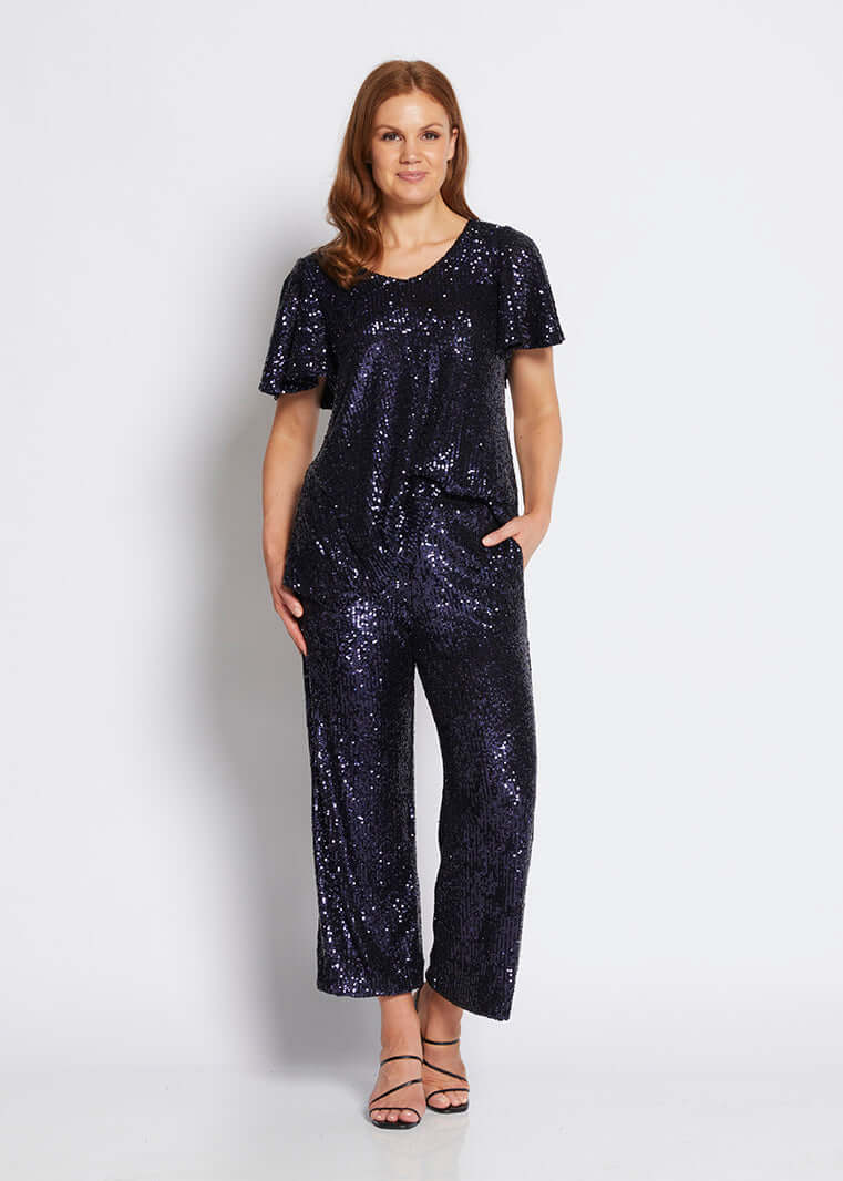 Philosophy SWAN Sequin Reversible Top in Navy Sparkle