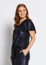 Philosophy SWAN Sequin Reversible Top in Navy Sparkle