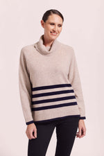 See Saw Luxe Stripe Sweater in Navy Wheat
