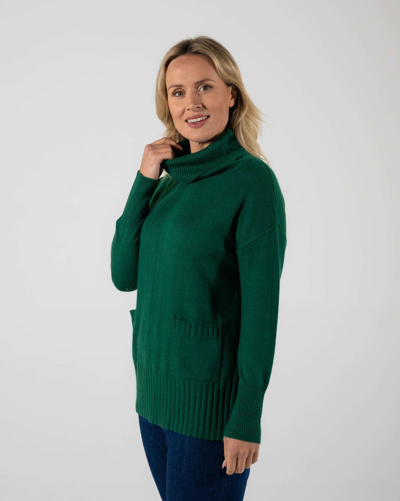 See Saw Rib Detail Sweater in Forest