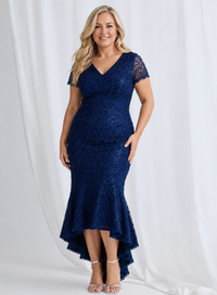 Trellis Lane STASIA Hi-Lo Gown in Navy
