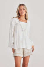 Talisman Exhale Blouse in Off White Dobby