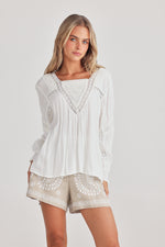 Talisman Exhale Blouse in Off White Dobby