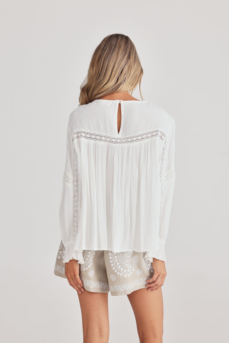 Talisman Exhale Blouse in Off White Dobby