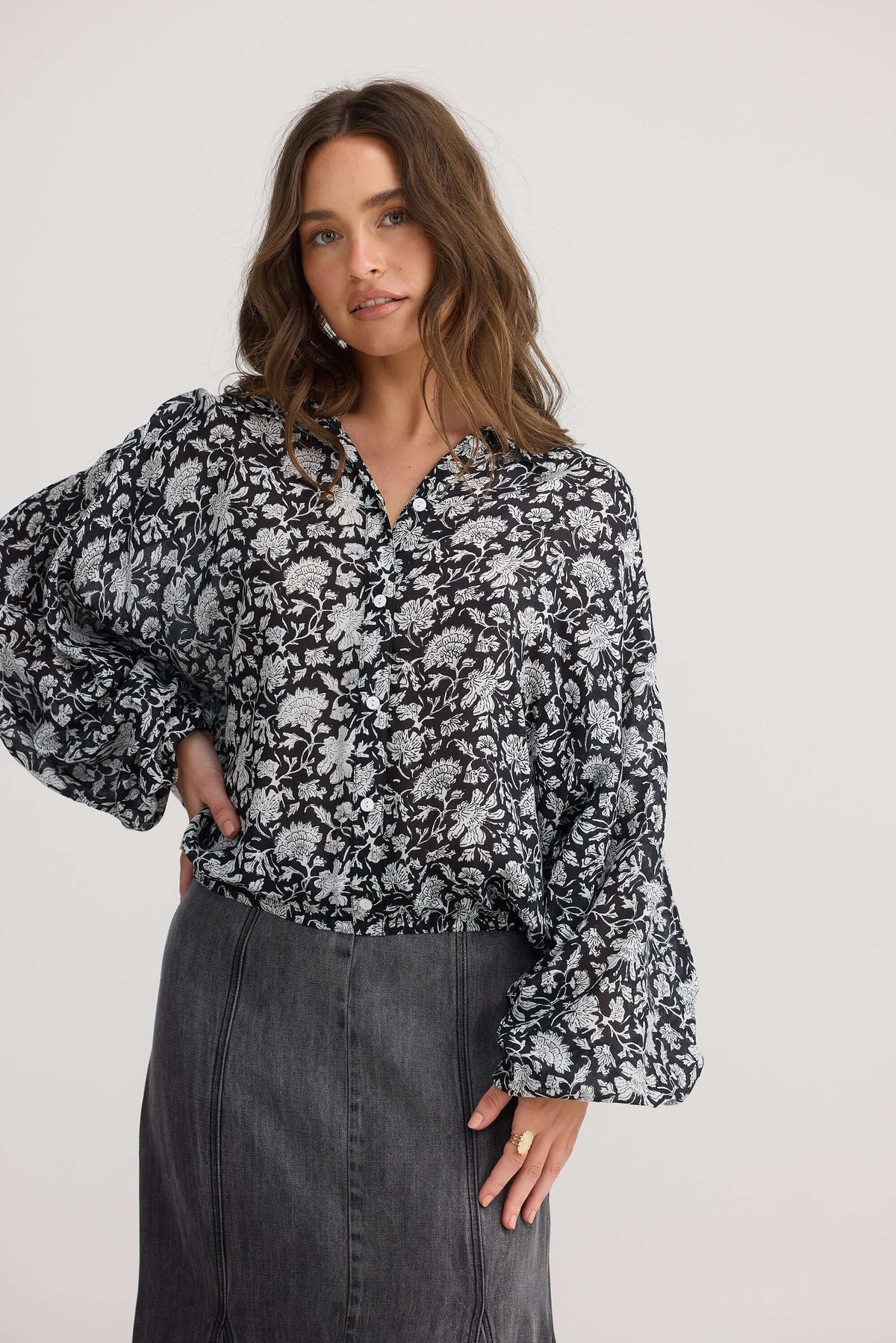 Talisman Hazel Shirt in Black Moon River