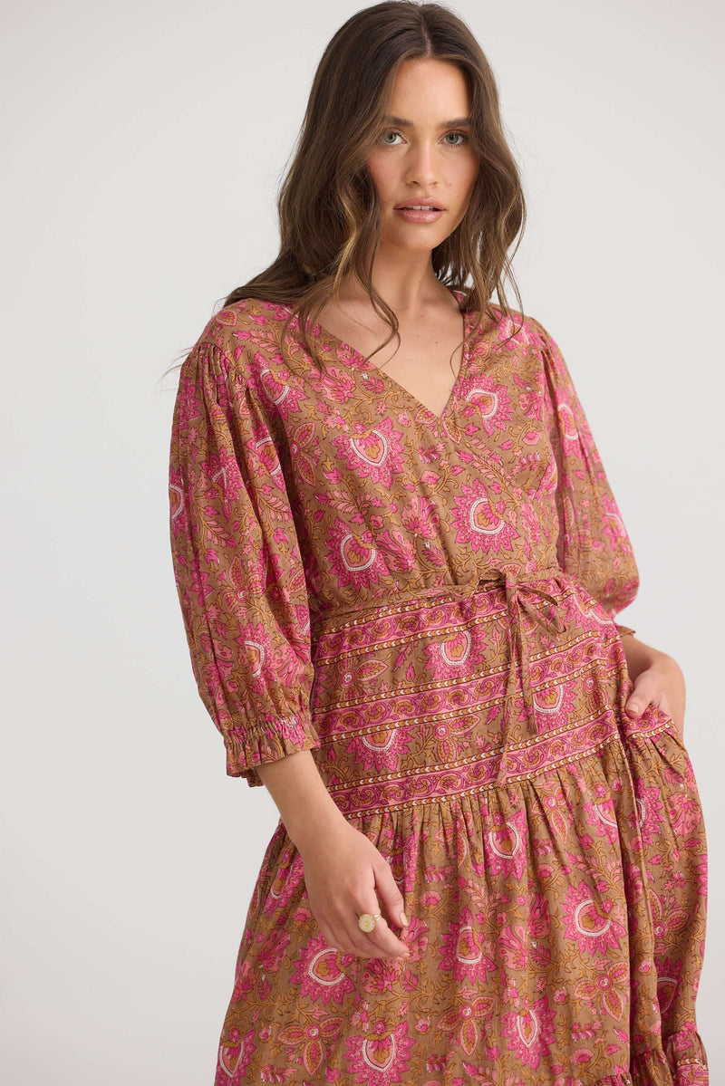 Talisman Tara Wrap Dress in Autumn Spritz