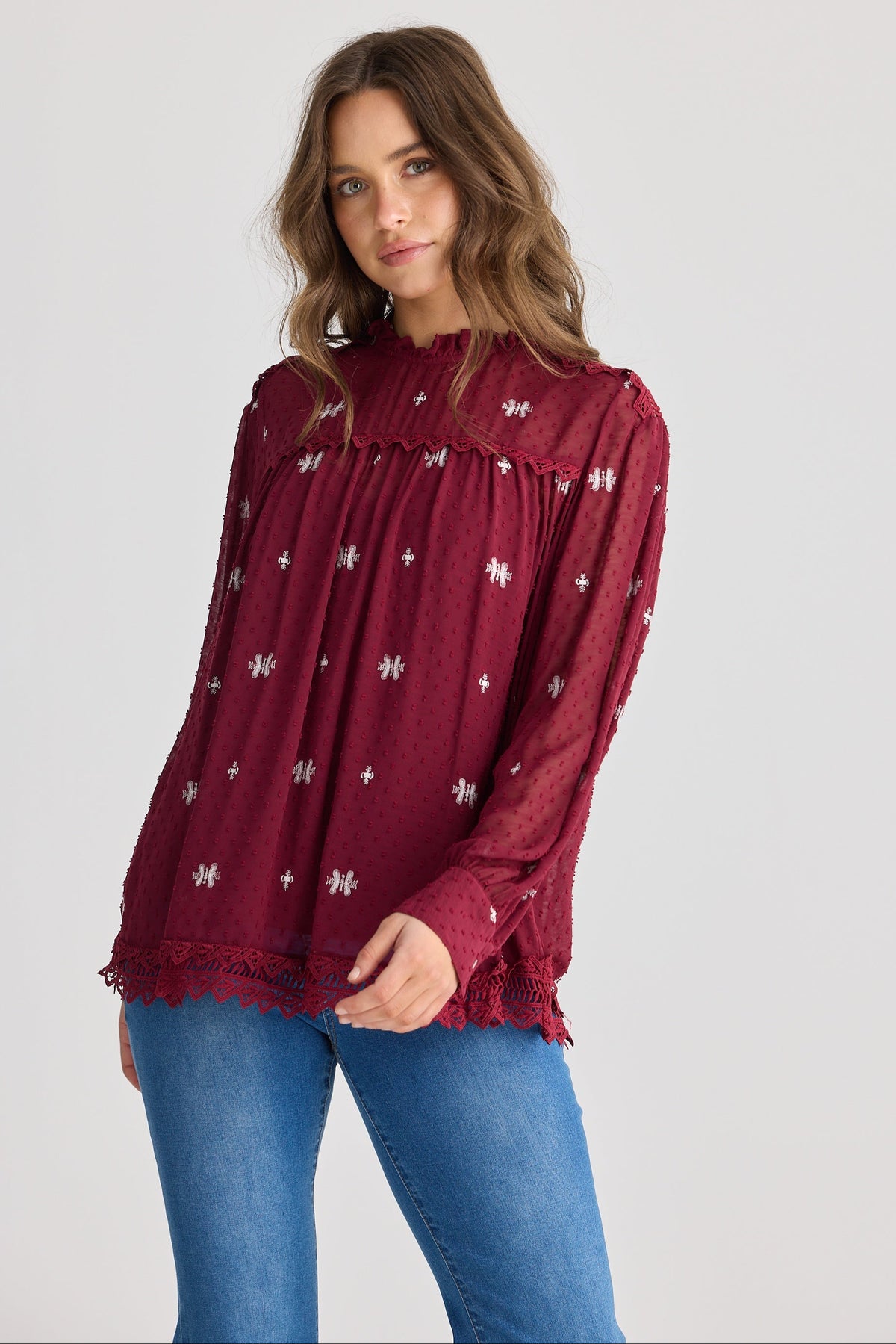 Talisman Ellidy Blouse in Red Wine