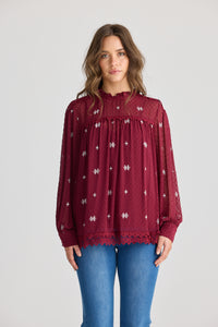 Talisman Ellidy Blouse in Red Wine