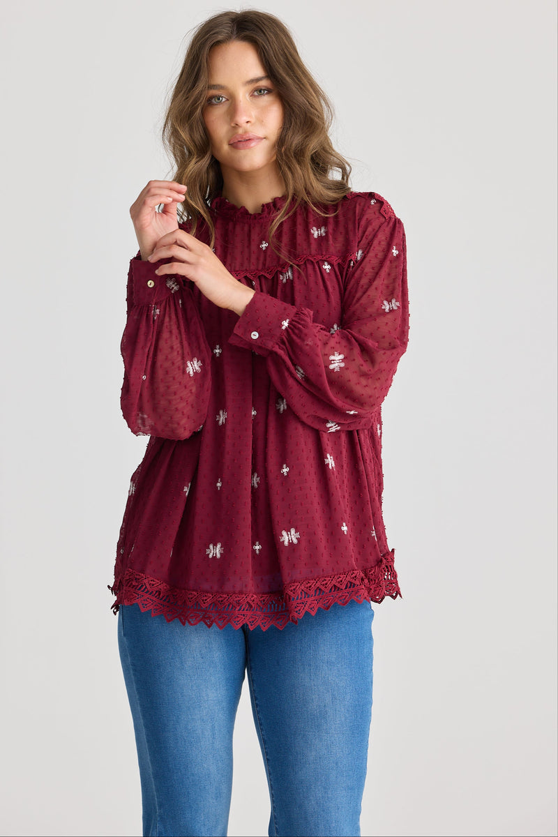 Talisman Ellidy Blouse in Red Wine