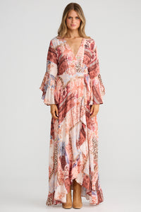 Talisman Carly Wrap Dress in Nomad Patchwork