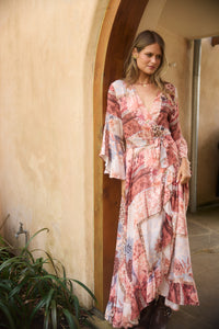 Talisman Carly Wrap Dress in Nomad Patchwork