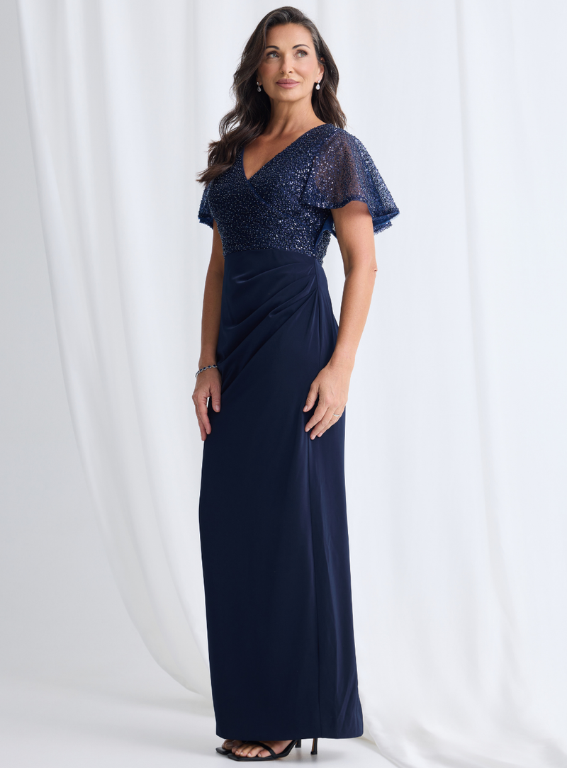 Trellis Lane JOYCE Beaded Gown in Navy