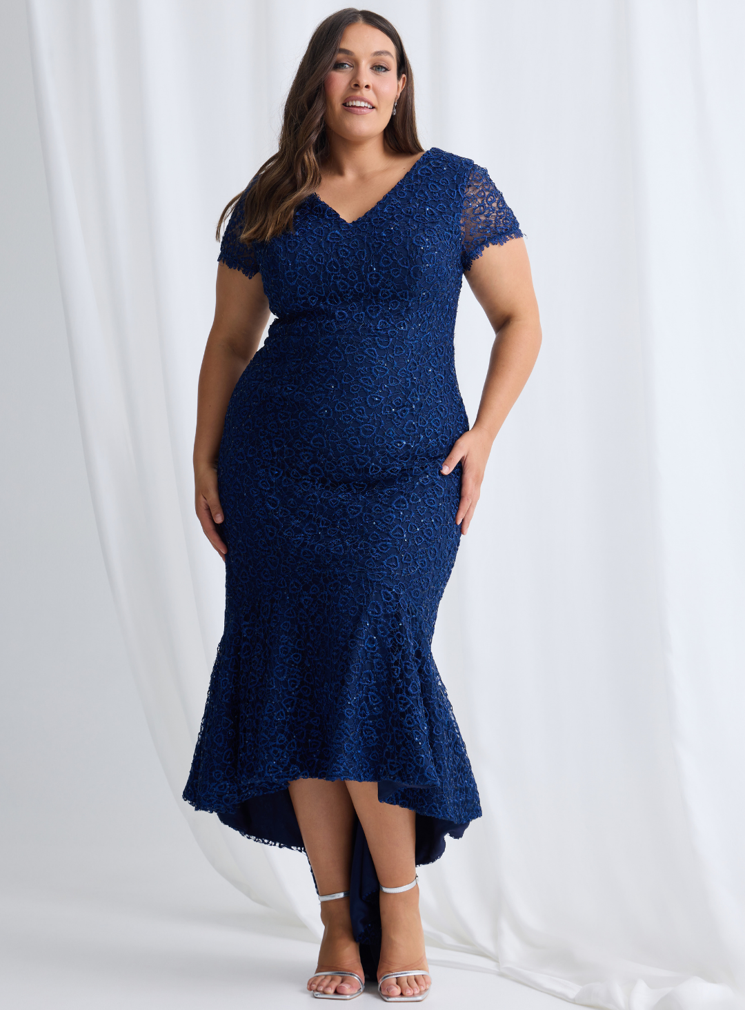 Trellis Lane STASIA Hi-Lo Gown in Navy