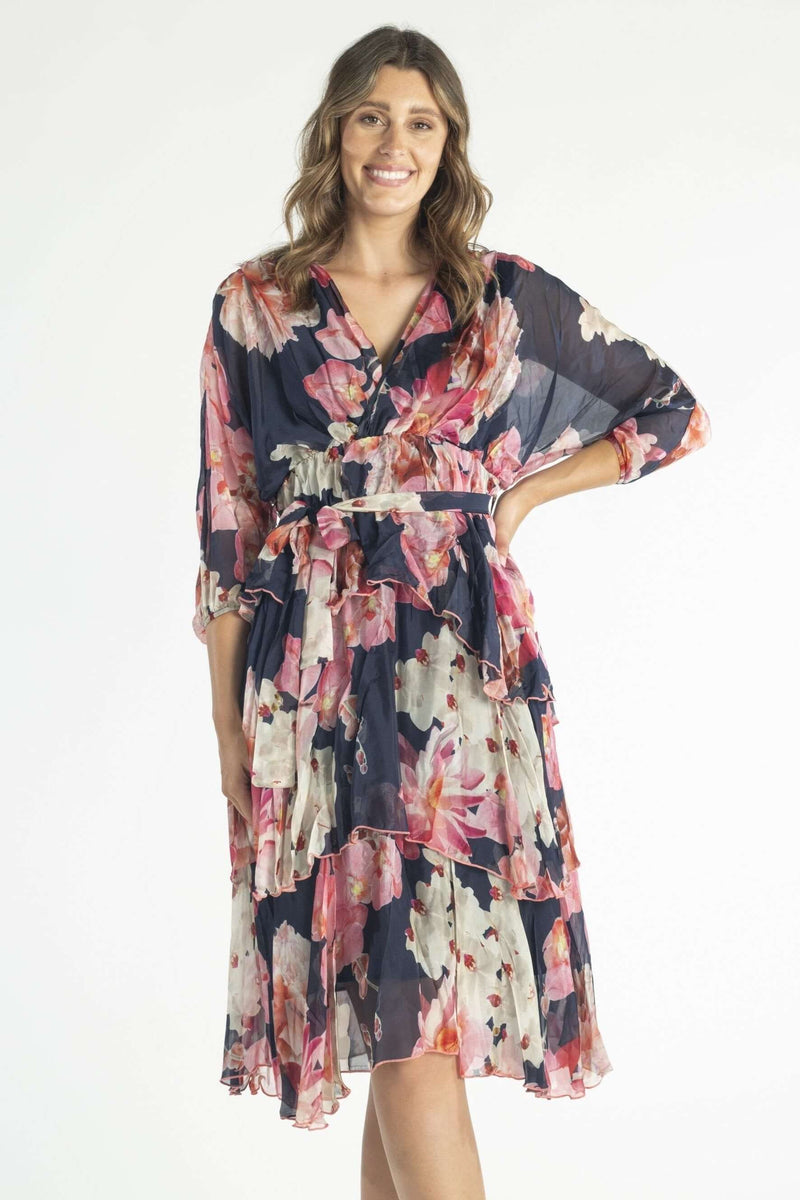 Viva Chic Layered Dress in Roses