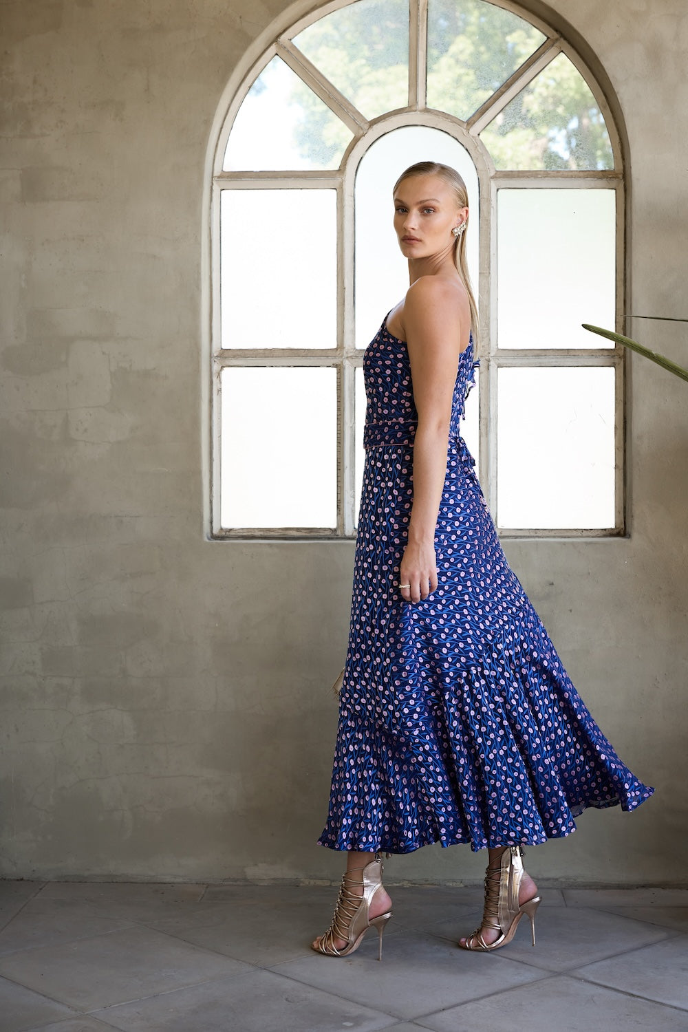 Sacha Drake VIOLA Maxi Dress in Indigo Pink Poppy