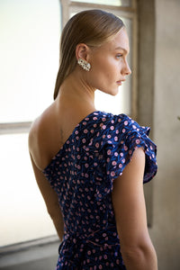 Sacha Drake VIOLA Maxi Dress in Indigo Pink Poppy