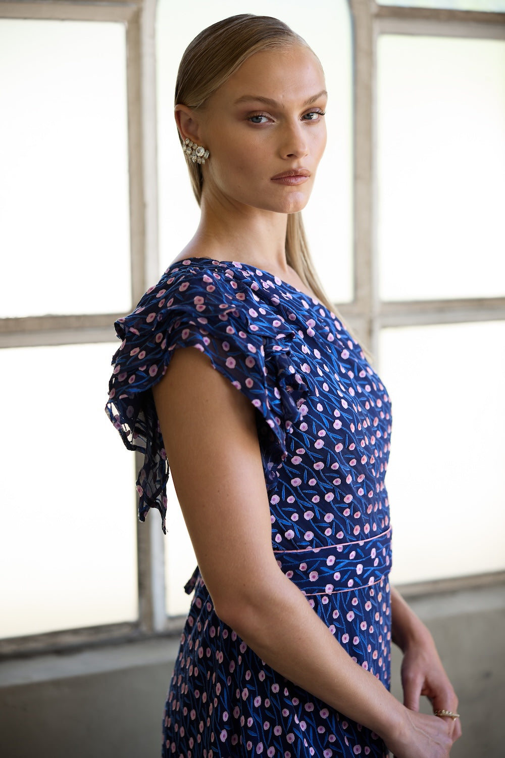 Sacha Drake VIOLA Maxi Dress in Indigo Pink Poppy