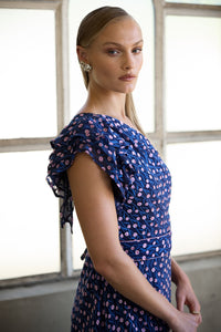 Sacha Drake VIOLA Maxi Dress in Indigo Pink Poppy
