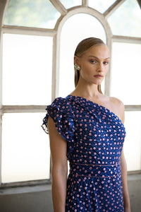 Sacha Drake VIOLA Maxi Dress in Indigo Pink Poppy