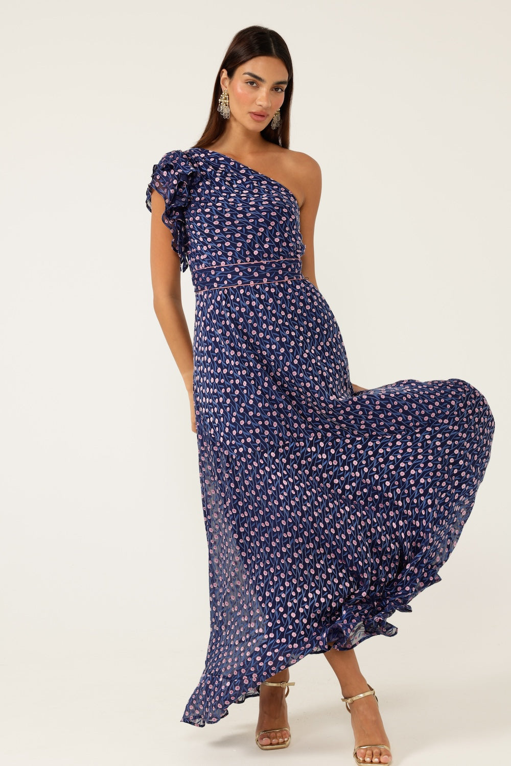 Sacha Drake VIOLA Maxi Dress in Indigo Pink Poppy