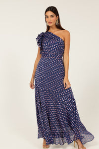 Sacha Drake VIOLA Maxi Dress in Indigo Pink Poppy