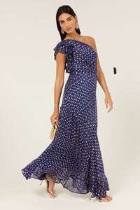 Sacha Drake VIOLA Maxi Dress in Indigo Pink Poppy