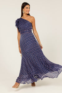 Sacha Drake VIOLA Maxi Dress in Indigo Pink Poppy