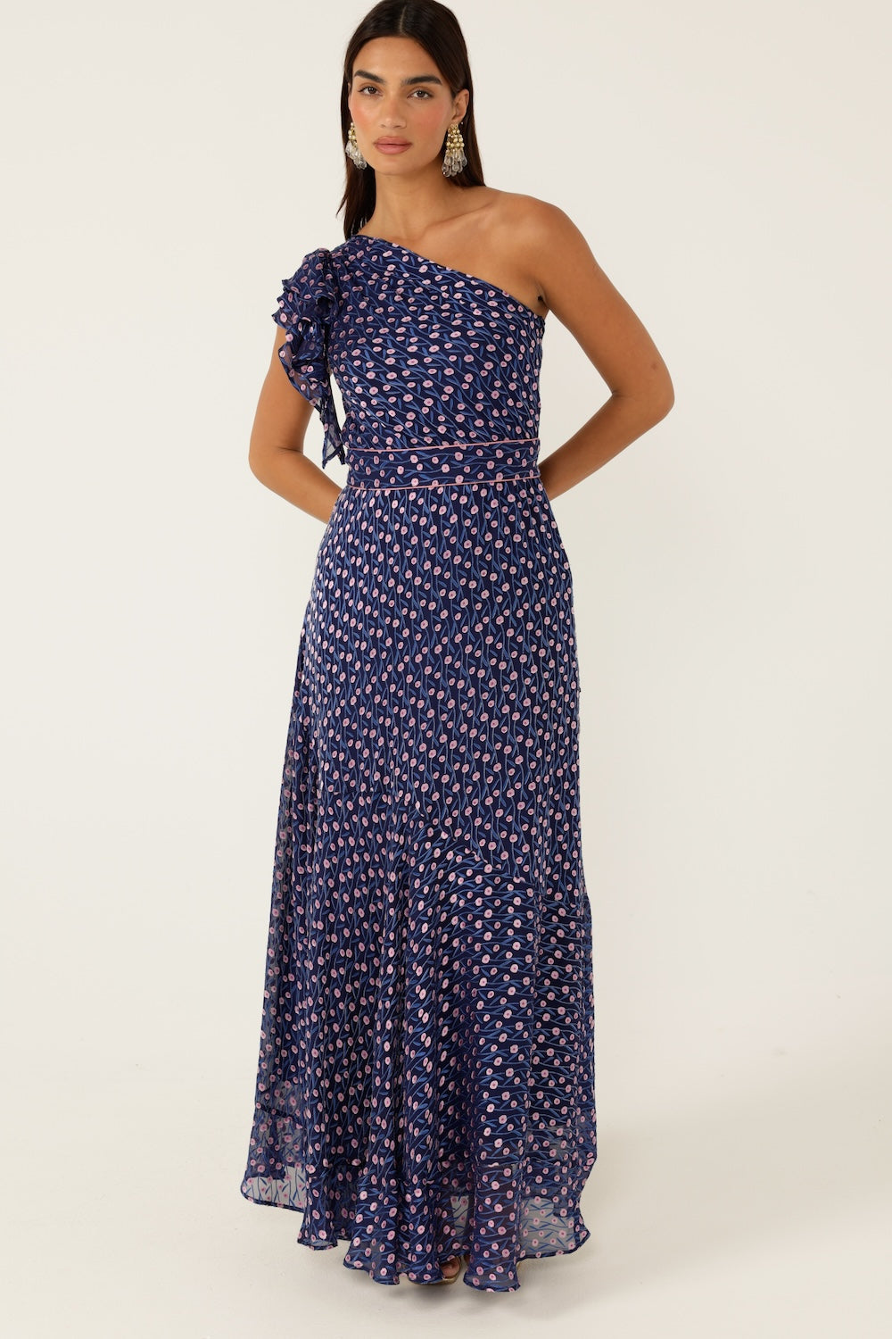 Sacha Drake VIOLA Maxi Dress in Indigo Pink Poppy