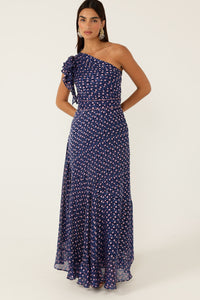Sacha Drake VIOLA Maxi Dress in Indigo Pink Poppy