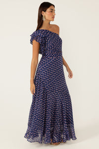 Sacha Drake VIOLA Maxi Dress in Indigo Pink Poppy