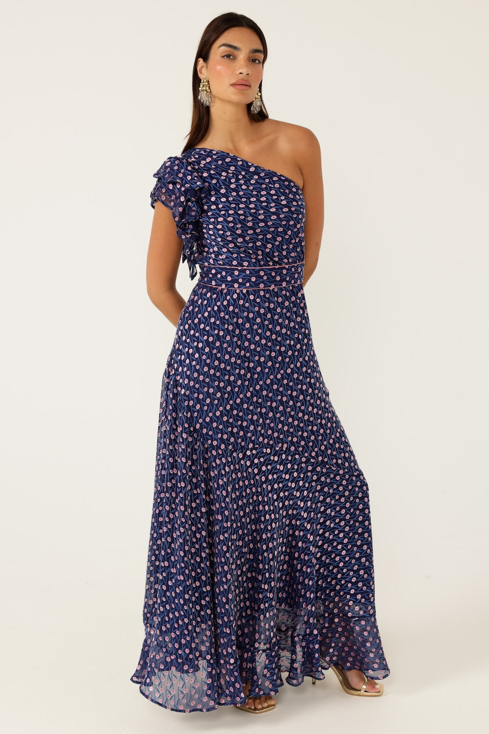 Sacha Drake VIOLA Maxi Dress in Indigo Pink Poppy
