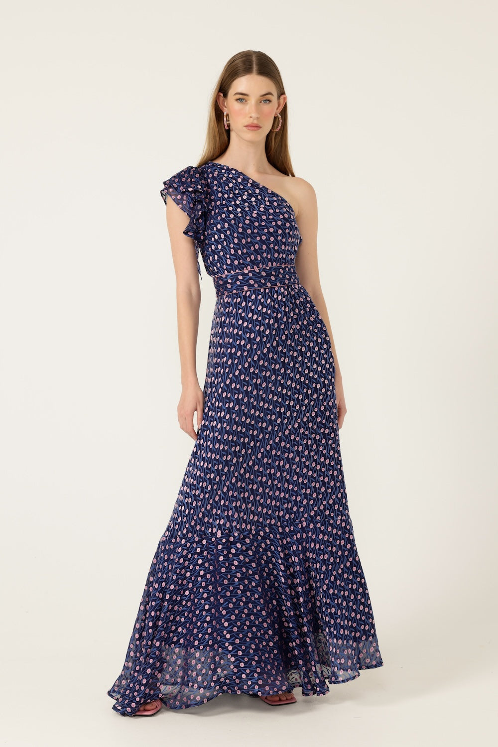 Sacha Drake VIOLA Maxi Dress in Indigo Pink Poppy