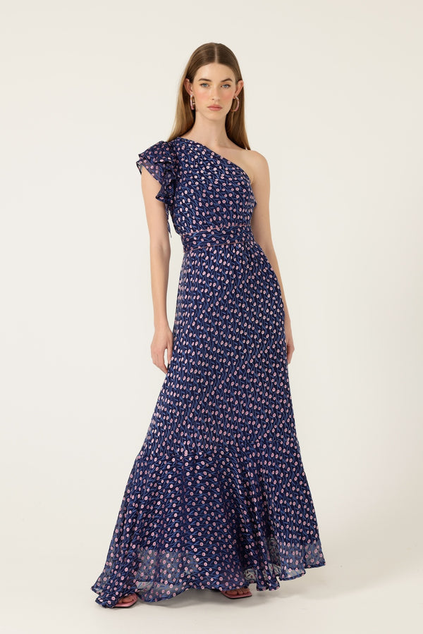 Sacha Drake VIOLA Maxi Dress in Indigo Pink Poppy