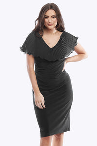 Zaliea Pleated Frill Dress in Black Z0089