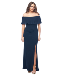 Zaliea Pleated Frill Gown in Midnight Z0147